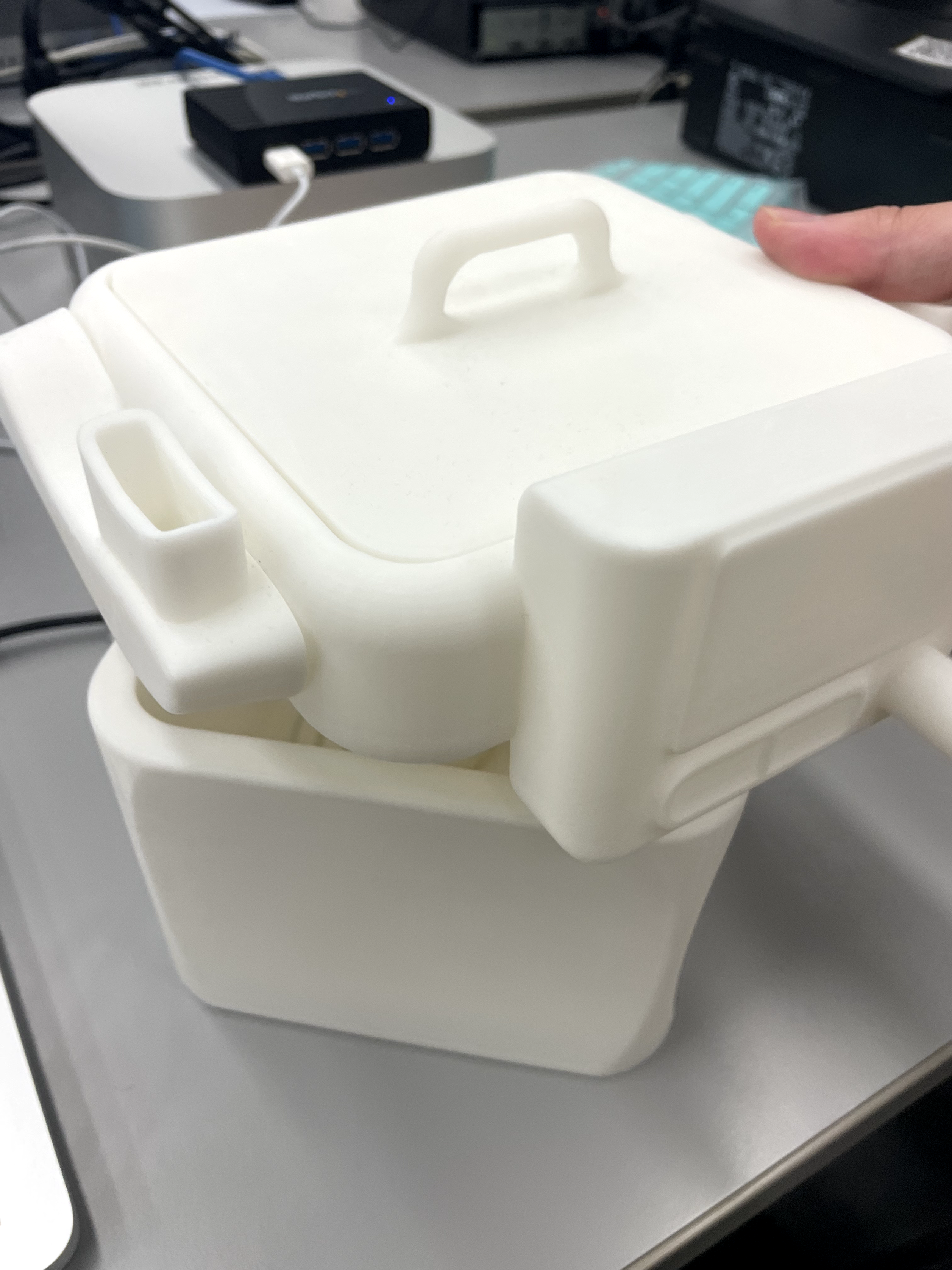 3D printed prototype — open lid view