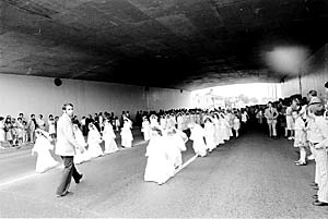 Overdeveloped film — dense, blown highlights